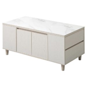 ☆DE德一家具☆白熊橡木+白4尺岩板茶几 CX25-243-4+5