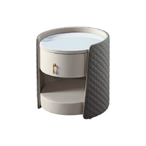 ☆DE德一家具☆T17白岩板+灰皮床頭櫃 CX25-279-1