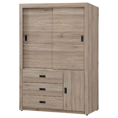 ☆DE德一家具☆灰橡4x7尺推門衣櫥 HT25-644-3