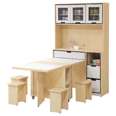☆DE德一家具☆雷克斯4尺功能餐櫃全組+收合餐桌 HT25-771-1