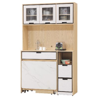☆DE德一家具☆雷克斯4尺功能餐櫃全組+收合餐桌 HT25-771-1