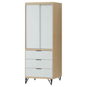 ☆DE德一家具☆上座拉門原木雙色鐵腳3x7尺衣櫥 CY26-218-46323