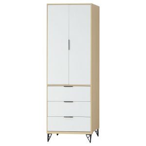 ☆DE德一家具☆三抽原木雙色鐵腳2.5尺直桶衣櫥 CY26-218-46328